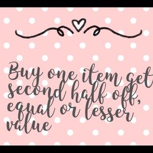 Buy one get one half off equal or lesser value